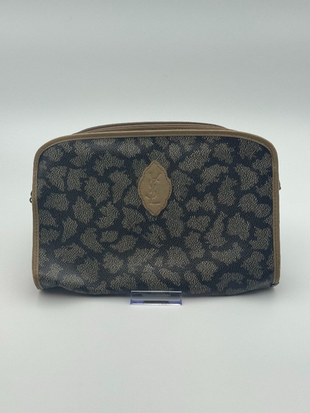 YSL Yves Saint Laurent Giraffe Print Zip Clutch with COA